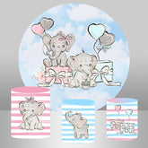 Aperturee Pink And Blue Elephant Round Backdrop For Baby Shower